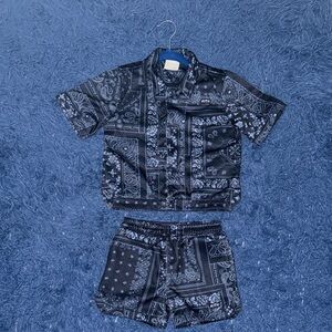 Kith Kids Black and Gray Bandana Set